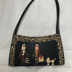 structured 90s vintage poodle baguette bag, with sueded cheetah print